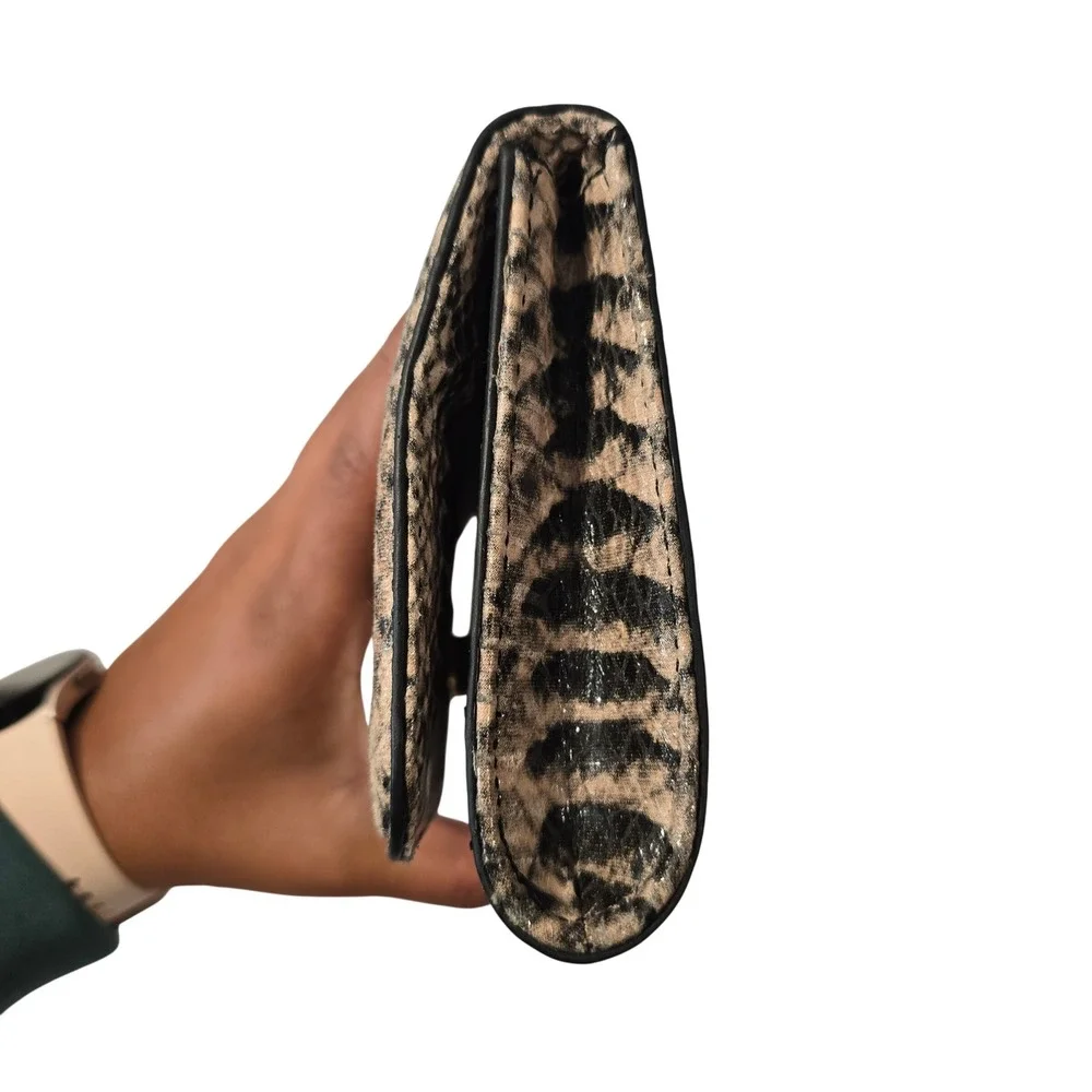Banana‎ Republic Clutch Bag Beige Snakeskin Print Bamboo Turn-Lock Closure